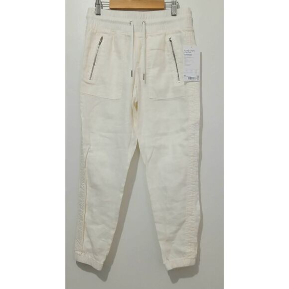 Athleta womens size 0 petite Cabo 100% linen jogger cream color - Picture 1 of 8